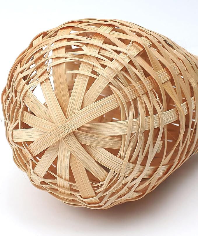 Finch Nest for Cages, Large Natural Bird Houses, Bamboo Hand Made Nests Hideout Cage with Metal Hook, Small Hut Toy House Shelter, Eco-Friendly Hanging Hand-Woven Box for Outdoor Accessories (1Pc)