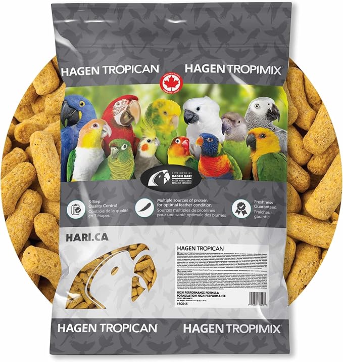 Hari Tropican Bird Food, Hagen Parrot Food Sticks with Peanuts & Sunflower Seeds, High Performance Formula, 8 lb Bag