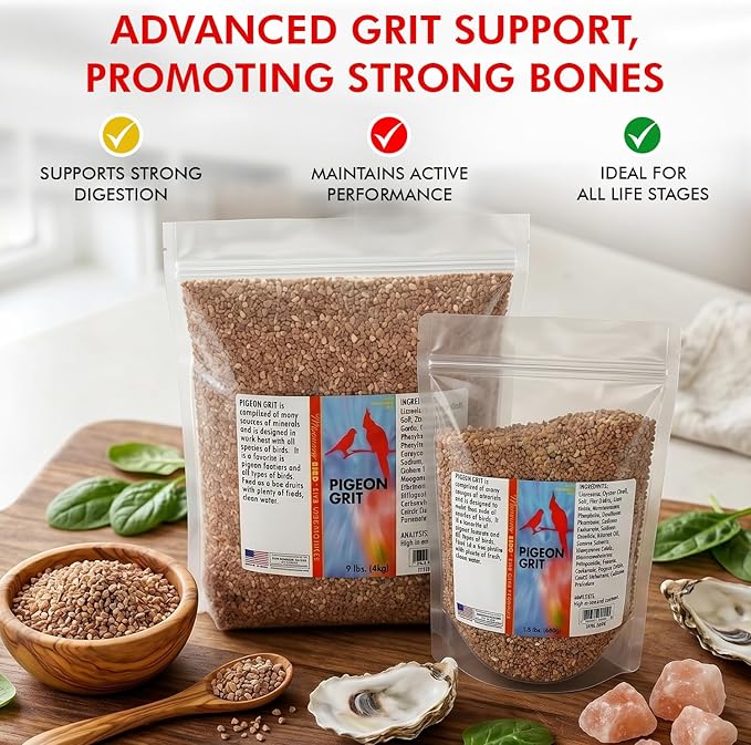 Morning Bird Pigeon Grit - Healthy & Nutritious Pigeon Food to Support Strong Muscles & Bones for Grit Eating Birds - Supports Digestion & Packed with Essential Minerals 4.5 lbs (3-Pack, 1.5 lbs Each)