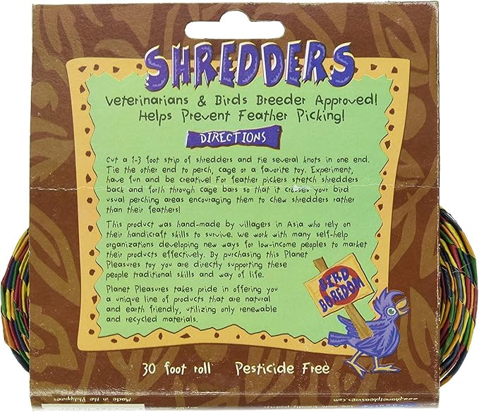 Planet Pleasures Rainbow Shredders Straight Ribbon Bird Toy, 30' L by 1" W
