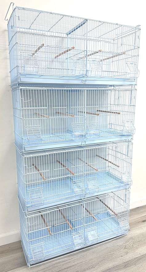Large White Stackable Breeder Bird Flight Cage Side Breeding Nest Box Door with Center Removable Divider (White, 30"x11"x15"H Lot-4)