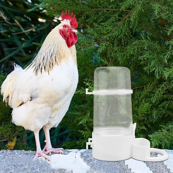 POPETPOP Bird Water Feeder, 2pcs Plastic Automatic Dispenser for Multiple Birds, Parakeet, Budgie, Cockatiel, Lovebirds, Canary, Finch
