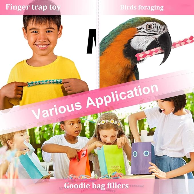 Syhood 24 Pcs Chinese Finger Traps Bamboo Finger Traps for Kids and Adults Pet Bird Chew Bird Foraging Chopper Toy Fun Birthday Party Favors, Goodie Bag Stuffers Fillers in Assorted Colors