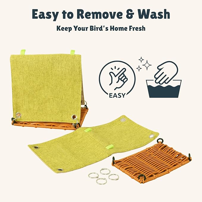 Cozy Bird Bed for Cage, Hanging Bird Nest & Hideaway Hut - Washable Parakeet Cage Accessories, Soft Bird Hammock for Parakeet, Cockatiel, Lovebird, Conure, Finch, Budgie