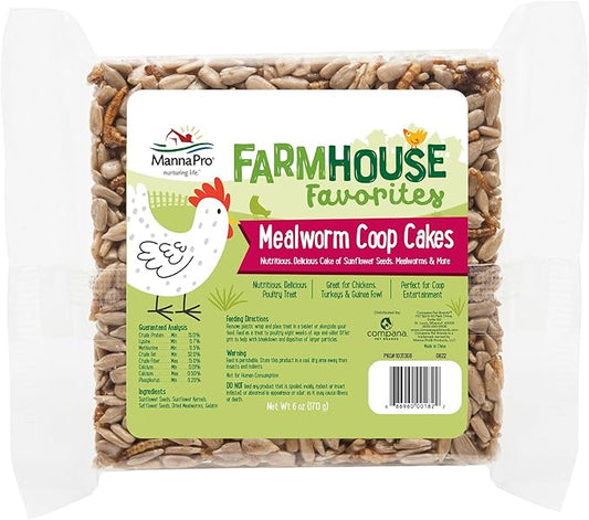 Manna Pro Farmhouse Favorites – Coop Cakes for Poultry – Mixed Flock Poultry Treat – Chicken Treat Cake – Made with Sunflower & Mealworms – 3 Cakes