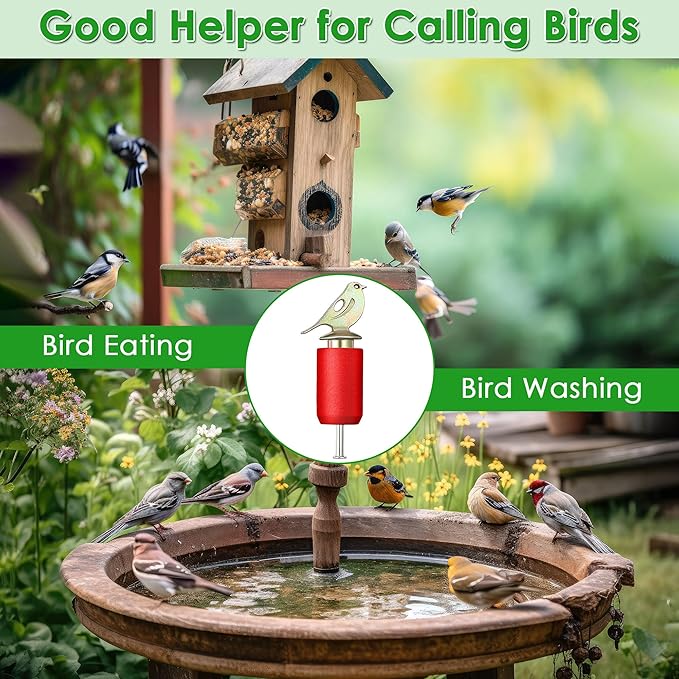 Dreyoo Bird Whistle Call with Rosin, Zinc Alloy & Wooden Birds Caller for Outdoor Birds Watching, Nature Play and Gifts for Bird Lovers(Red Color)