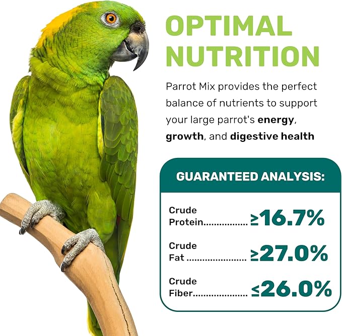 LEACH GRAIN & MILLING CO. Parrot Mix 25 lbs, Nutrient-Rich Blend Birdseed, Supports Energy, Growth & Digestive Health, Tasty and Enjoyable Premium Parrot Food for Healthy & Balanced Diet