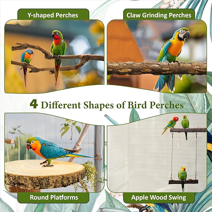 8pcs Natural Bird Perches for Cage, 5.9“ Small Wood Bird Perch for Parakeet/Cockatiel, Bird Cage Stick, Bird Branches for Cages, Birdcage Accessories for Parrot Conure