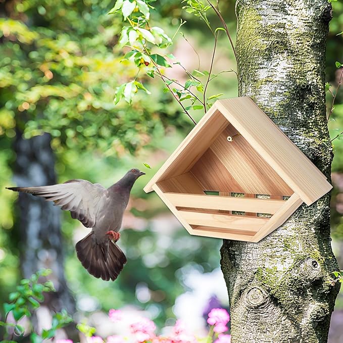 DoubleFill 2 Pcs Cedar Dove Nesting Box Dove House Nest for Bird Pigeon Outside Doves Nesting and Roosting Platform Garden Decoration (Classic)