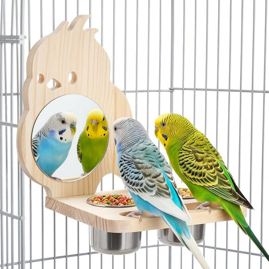 Natural Wood Perch, Adjustable Cage Accessory & Toy, Tool-Free Design for Parakeets, Cockatiels, Lovebirds