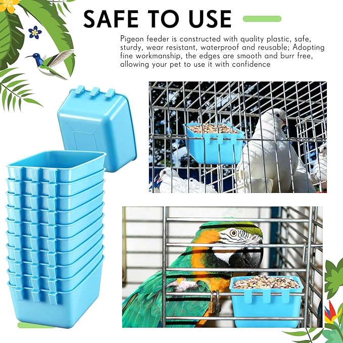 Maxdot 20 Pcs Chicken Water Feeder Cups 16 oz Pigeon Bird Feeder Cups Hanging Cage Chicken Water Cup for Pet Parrot Rooster Parakeet Bunny Gamefowl Poultry Wire Hutch(Light Blue)