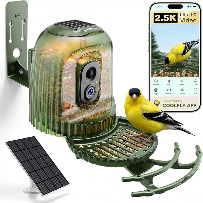 HIXX Smart Bird Feeder with 4MP Camera – Auto Capture Video, AI Bird Identification, Large Capacity & Seed Guard, Solar Powered Night Light, Live Birdwatching Camera for Lovers, Family & Friends