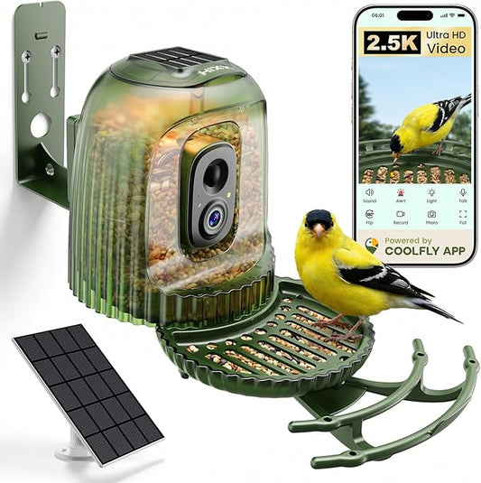 HIXX Smart Bird Feeder with 4MP Camera – Auto Capture Video, AI Bird Identification, Large Capacity & Seed Guard, Solar Powered Night Light, Live Birdwatching Camera for Lovers, Family & Friends