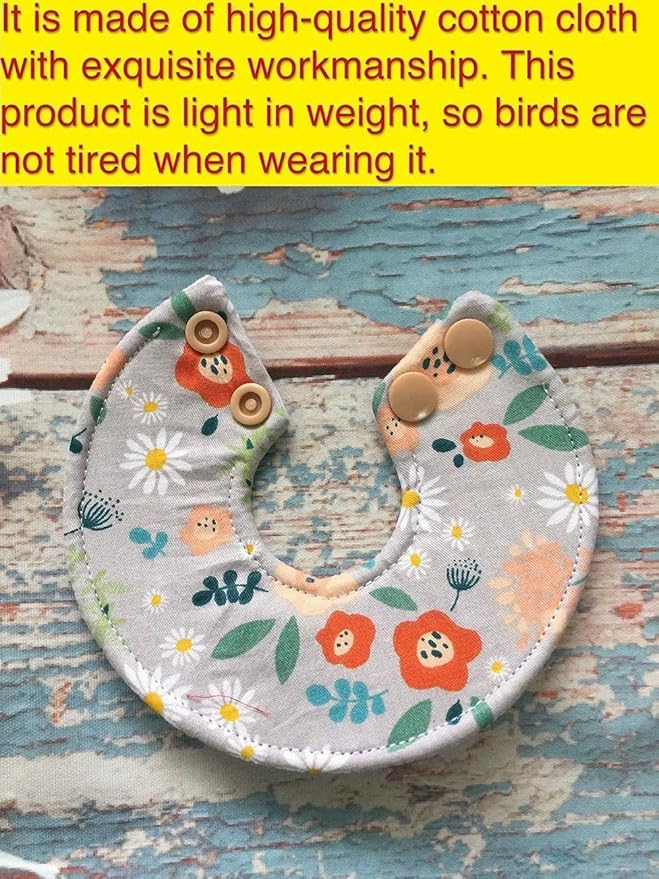 Adjustable Bird Collar - Recovery Collar Parrot Elizabeth Collar for Feather Plucking Feather Protector Shield with Soft Padded Cotton Neck Cone Anti-bite Anti-Licking Wound Healing (L,Flower)