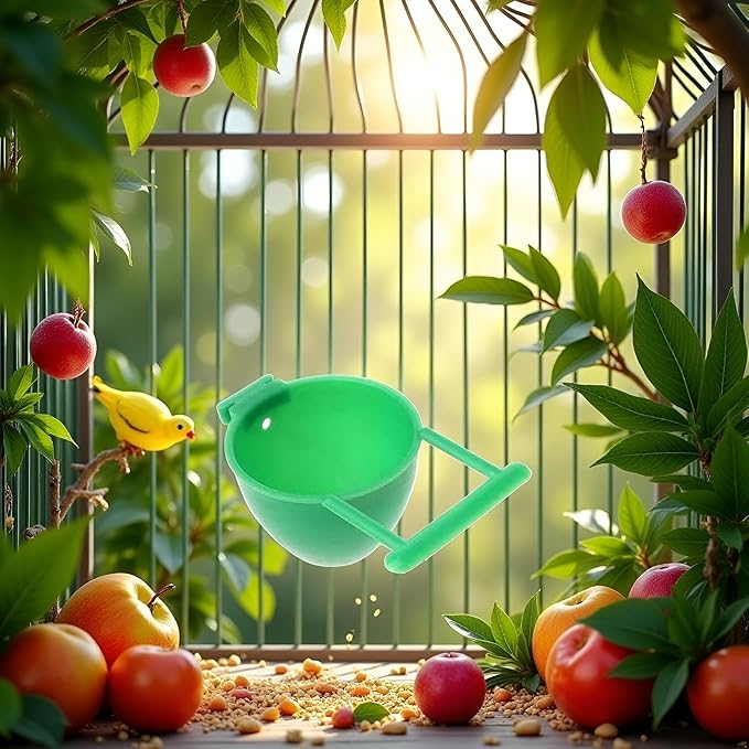 Green Parrot Feeder Bird Parrot Feeder Fruit Egg Container Holder Cage Hanging Pet Bird Supplies Creative and Exquisite Workmanship