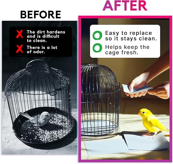 HA SHI Bird Cage Liners, 120 Disposable Newsprint Sheets, Unscented Paper for Pet Enclosures, Packing and Crafts (Standard (20" x 18"))