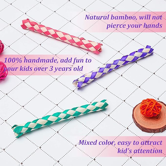 Syhood 24 Pcs Chinese Finger Traps Bamboo Finger Traps for Kids and Adults Pet Bird Chew Bird Foraging Chopper Toy Fun Birthday Party Favors, Goodie Bag Stuffers Fillers in Assorted Colors