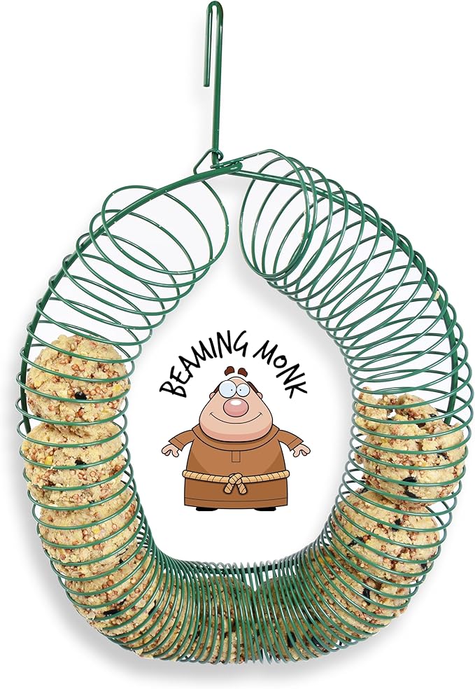 Wreath Bird Feeder for Suet Balls, Peanuts & Whole Nuts – Heavy-Duty Powder-Coated Metal, Outdoor Hanging Design, Green – Includes Accessories for Making Suet Balls