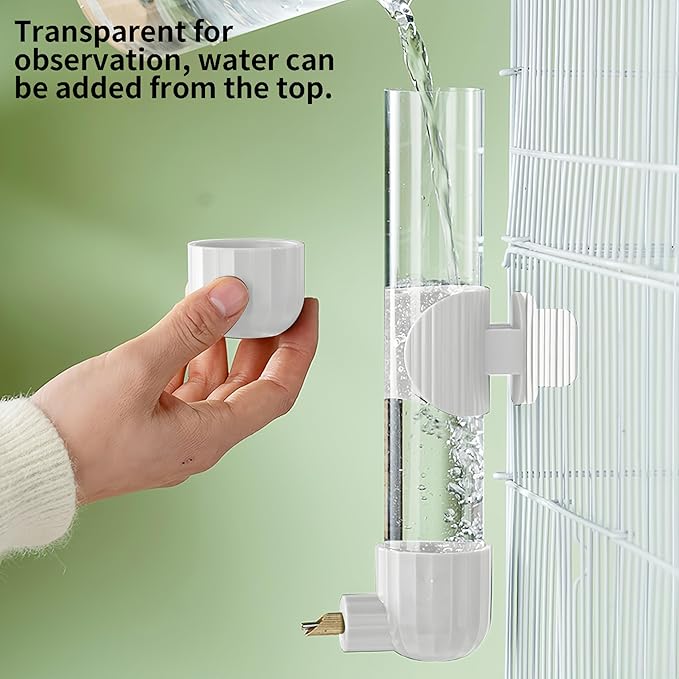AOTU 9.4 Fl Oz Bird Water Dispenser Automatic Bird Water Feeder for Cage with Spring Valve, Conure Cage Accessories for Cockatiels Budgies African Grey Amazon Lovebirds Canary (White, 9.4 fl oz)