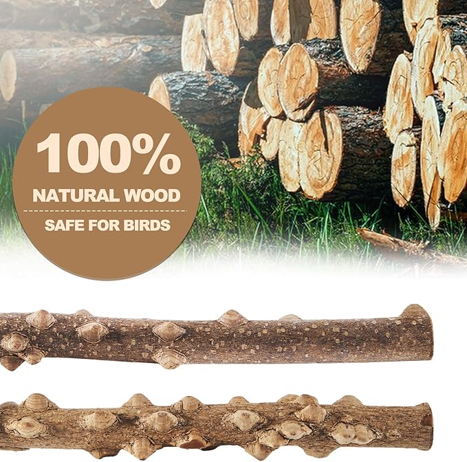 LIMIO 6-Piece Bird Perch Set - Natural Wood Grape Sticks, Paw Grinding Forks, Bird Stand & Toys for Parakeets, Cockatiels, Conure, Budgies
