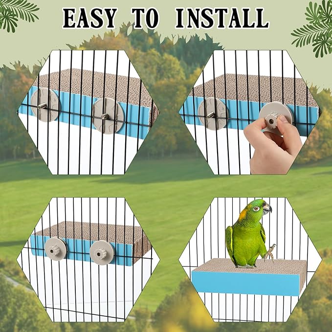 Skyygemm 3 Pcs Bird Chew Toys Parrot Perch Cardboard Platform for Cage Bird Paw Grinding Stand Parrot Cage Playground Exercise Toys for Macaws Small Parakeets Budgies Conure Cockatiel(Medium)