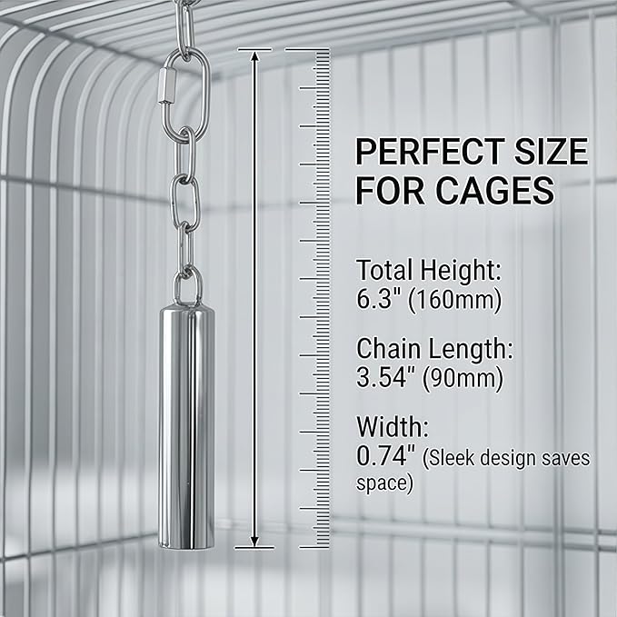 Stainless Steel Bird Bells 2-Pack Durable Hanging Bird Toy for Cage, Interactive Budgie Toys for Parakeet & Cockatiel