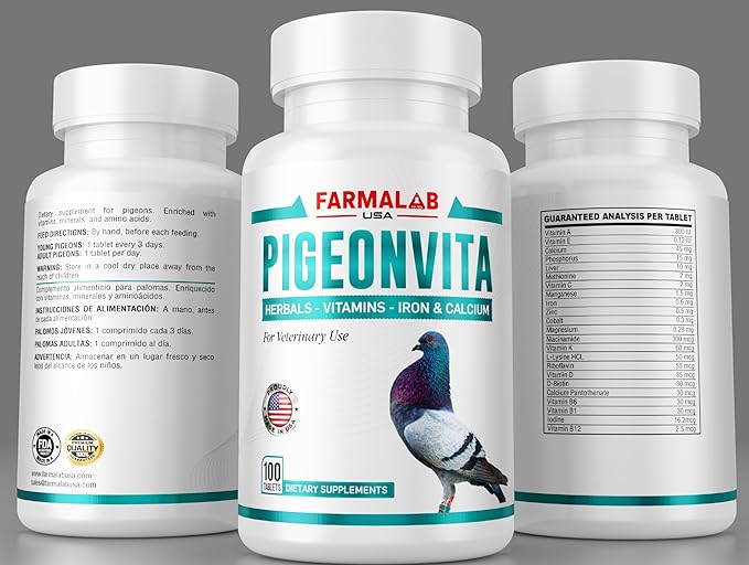 B15 B12 para Palomas Pigeon Vitamin Supplement, 100 Tablets, Energy and Endurance Formula Farmalab