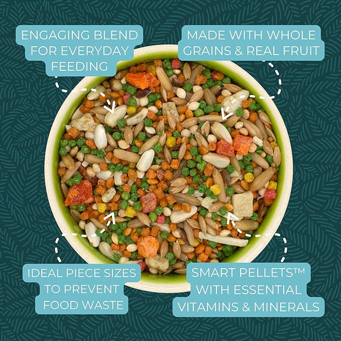 ZuPreem Smart Selects Daily Bird Food for Parakeet, Budgie, Parrotlet, Dove, Bird Pellets and Seed Blend, Core Nutrition for Small Birds, Made in USA, Parakeet Food, Budgie Food (S, 2 lb)