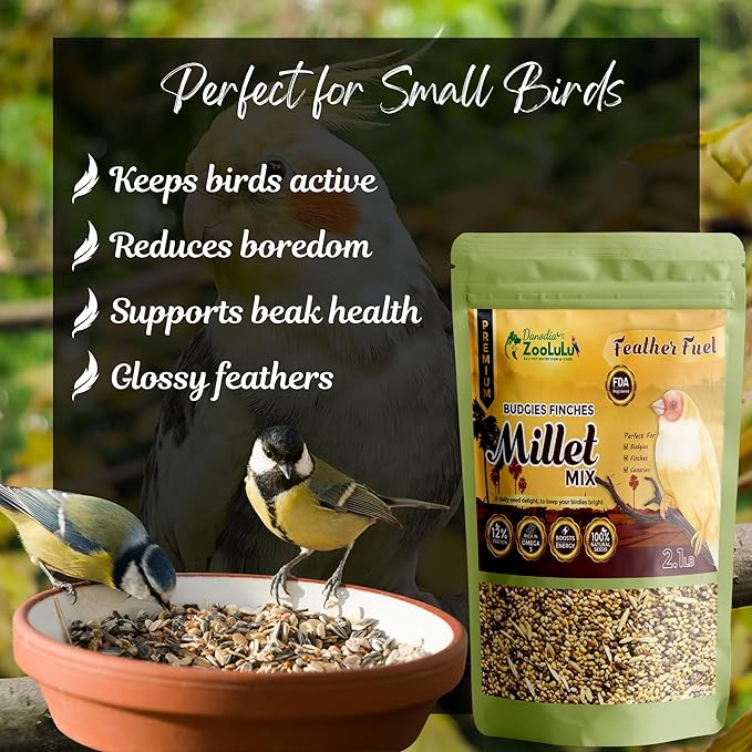 Danodia's Zoolulu Premium Budgies & Finches Millet Mix (950g /2 lbs) | Premium Bird Seed Blend for Budgies, Finches & Canaries | Daily Healthy Nutrition