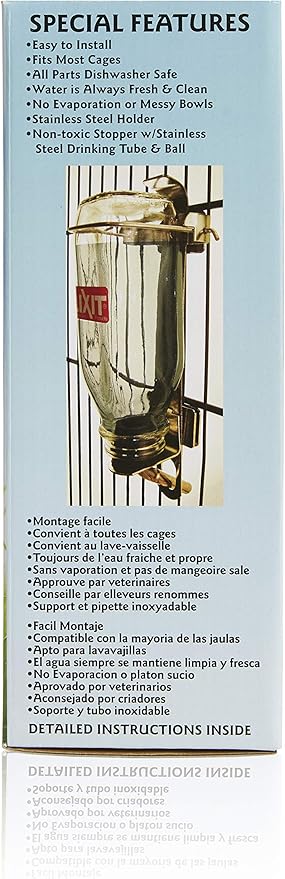 Lixit Glass Tube Water Bottle for Birds, Dogs, and Small Pets, Medium Tube, 16 Oz