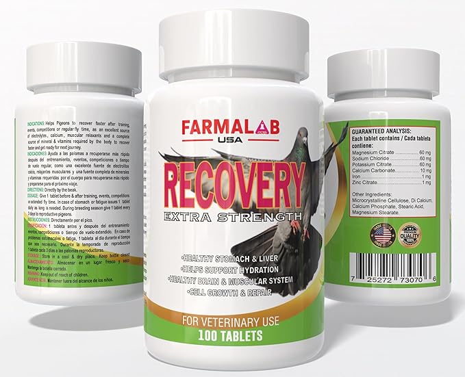 B15 B12 para Palomas Pigeon Vitamin Supplement, 100 Tablets, Energy and Endurance Formula Farmalab