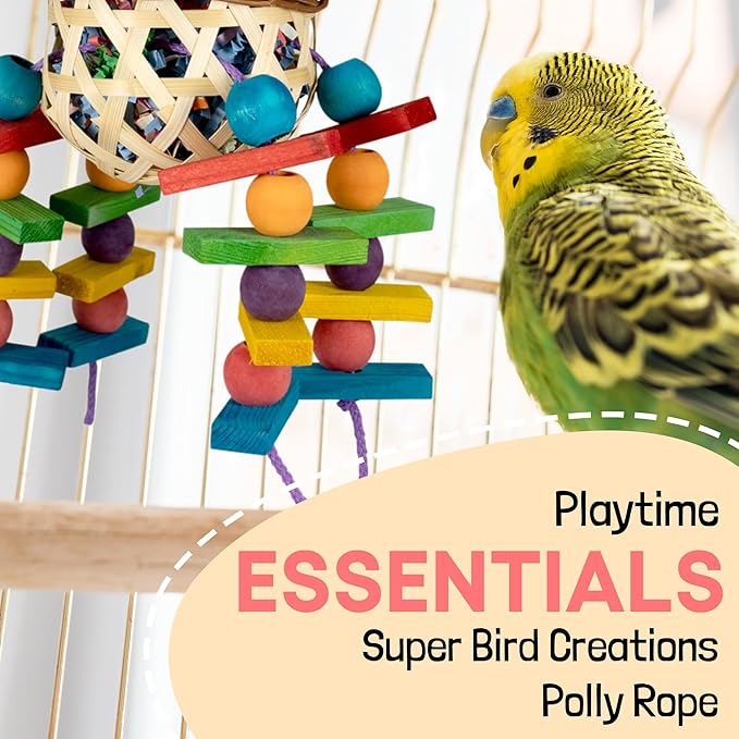Super Bird Creations SB50029 Braided Polly Rope - Ideal for Making Bird Toys & Crafting - Hollow & Polyethylene Rope, 1/8" Diameter & 500 Meters Long - Vibrant Orange