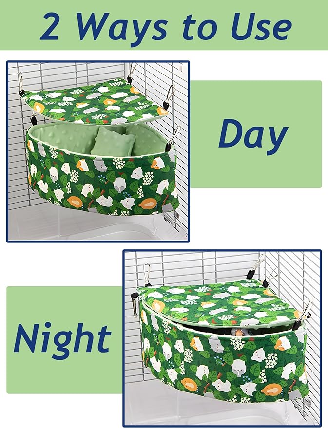 All Season Bird Nest Bed, Small Animal Hammock,Hanging Bird House,Snuggle Hut for Parakeets Budgies Caique Conures Cockatiels Rats Rabbits (Green, M)