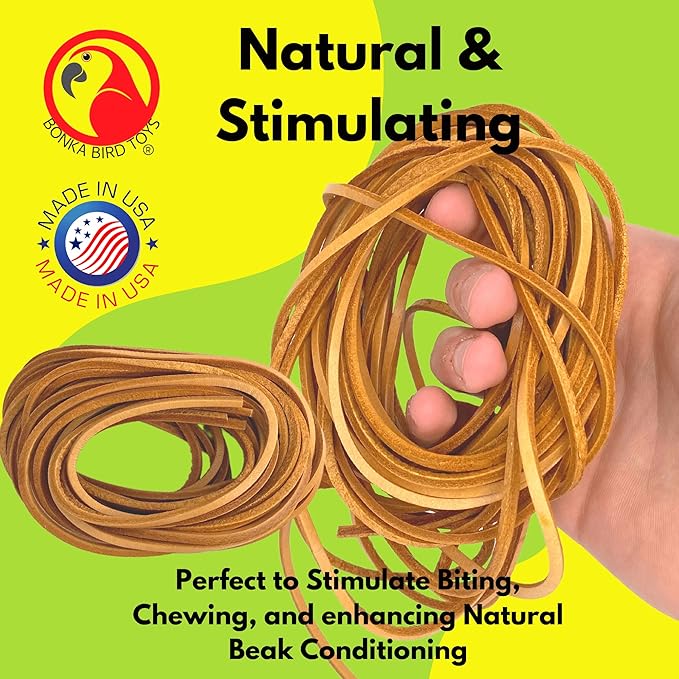 Bonka Bird Toys 2003 Six Pack Leather 48 Inches Long X 1/8 Inch Cord Genuine Natural Leather Lace Strip Craft Part Bird Toy Making Projects Roll Rope Tan Hide