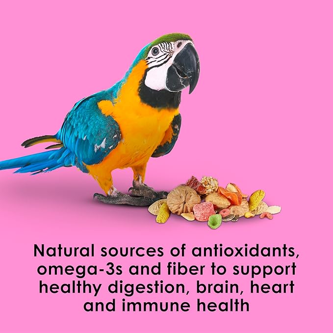 Kaytee Fiesta Big Bites Macaw Food, Nutritious and Fun Blend, Supports Skin, Feather, Digestion, Brain and Heart Health, 10 pounds