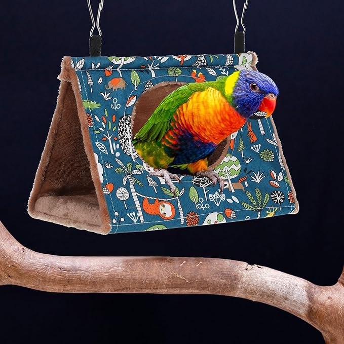 2 Pcs Winter Bird Warm Nest House Bird Bed for Cage, Hanging Hammock, Plush Fluffy Shed Birds Hideaway 6.7 x 3.9 x 4.3 Inch Sleeping Bed Fuzzy for Budgies, Lovebird, Parrot, Parakeets, Cockatiel
