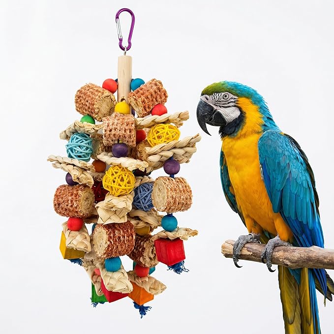 Parrot Chew Toys Bird Chew Toys Bird Toys with Natural Corn Cob for Small and Medium-Sized Macaws,African Grey,Cockatoos,Amazon Parrots,Parakeet,Cockatiel,Sun Conure, Lovebird