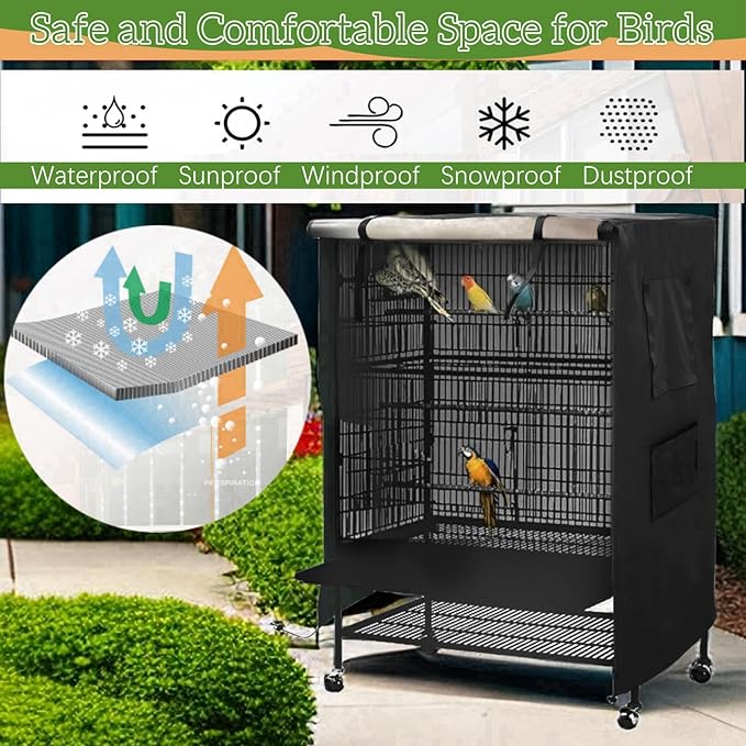 Bird Cage Cover Good Night for Medium Cage with Zipper, Bird Universal Pet Cover Good Night for Cats, Mink, Totoro, Parakeet, Parrot and Small Animals, Medium (20" L x 15" W x 39" H)