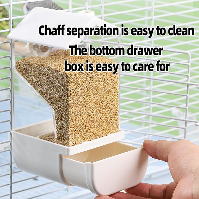 No Mess Parrot Automatic Feeder Anti-Scattering Bird Feeder for Cage Bird Food Bowl Container Parakeet Cage Accessories Finch Lovebirds Budgies Canary (Round Roofs)