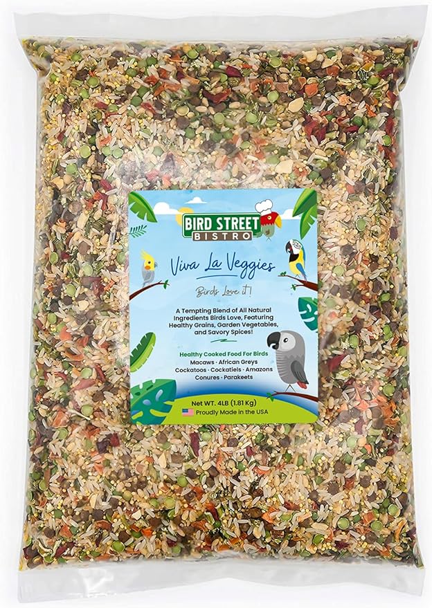 Bird Street Bistro Parrot Food - Parakeet & Cockatiel Food - Cooks in 3-15 min with Natural Grains, Legumes, Non-GMO Fruits, Vegetables & Health-Oriented Spices