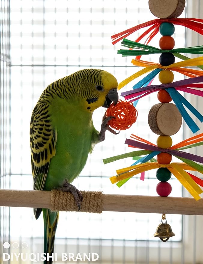 23-Pack Bird Toys for Parrots – Natural Rattan & Plastic Bell Balls – Safe, Fun Cage Decor & Foot Exercise (1.6'' - 2.8'')