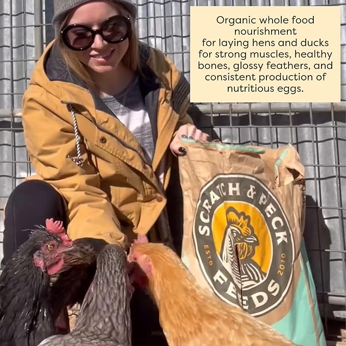 Scratch and Peck Feeds Organic Layer Pellets 18% - 25-lbs (2-Pack) - Premium Chicken and Duck Feed Formulated with Sustainable Grub Protein, Vitamins, and Minerals