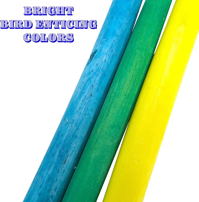 5515 Skinny Rainbow Sola Logs Pk4 - Handcut Natural Skinny Sola Wood Foraging Foot Toys, Bright Assorted Pet Safe Colors, Lightweight, Fun for Birds to Chew Apart!