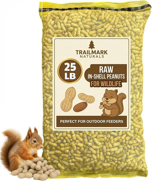 25 LB - Raw Peanuts For Squirrels, Raw In Shell Peanuts For Birds and Wildlife- Squirrel Food, Wild Bird Seed - Grown in The USA
