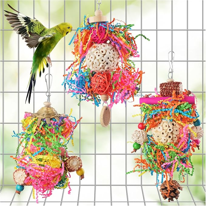 Bird Toys, Parakeet Foraging Toy, Hanging Chewing Toy, Bird Cage Accessories – Suitable for Cockatiels, Budgies, Lovebirds, Conures and Other Small Parrots