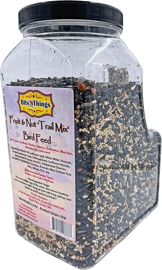 Bits N Things Wild Bird Food | Made in USA & All Season | (5.5 lbs., Fruit and Nut Mix)