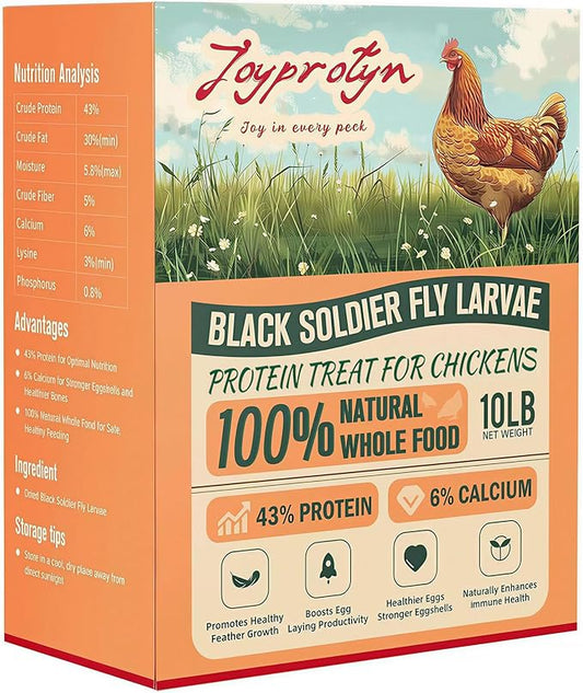 10LB Non-GMO Dried Black Soldier Fly Larvae for Chickens – 85X More Calcium Grubs Than Mealworms for Strong Eggshells & Healthy Growth - High Protein for Chickens, Birds, Ducks, Geese & Pets
