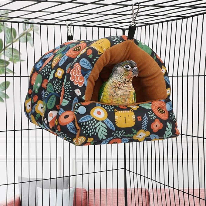 2 Packs, Bird Nest House Winter Warm Snuggle Hut Bird Bed Hanging Hammock for Parrots Budgies Parakeets Caique Senegal Cockatiels Conures (L)
