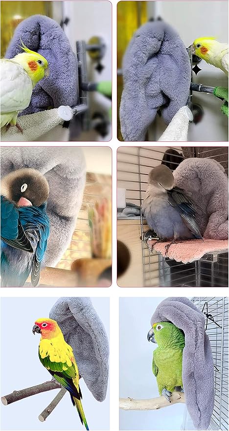 Bird Buddy Corner Fleece Bird Blanket Cozy Bird Bed Warmer Parrot House for Cage Hanging Hammock Toy for Greys Amazons Parakeet Cockatiel Conure Lovebirds Finch Canaries(M)