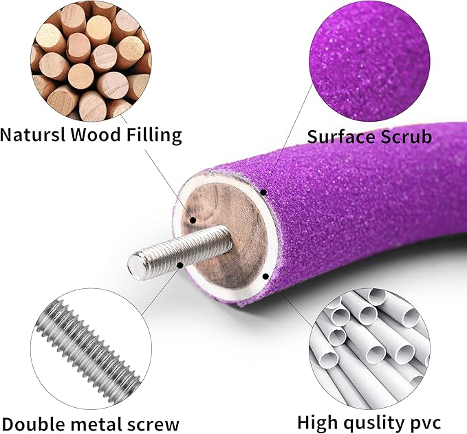 FrgKbTm U Shape Parrot Perch Stand Toy Bird Platform Sand Paw Grinding Clean Stick Exercise Conure Budgie Cockatiel Cage Accessories (Purple)